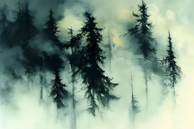 atmospheric phenomenon, Forest, Spruce-fir forests, Fog, Mist, Tropical and subtropical coniferous forests, Old-growth forest, Jungle, Larch, Conifers, Haze, Woodland, Northern hardwood forest, Meteorological phenomenon, Wind, Evergreen, Pine family, Temperate broadleaf and mixed forest, Fir, Cupressaceae