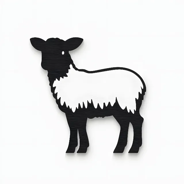 White, Clip art, Sheep, Silhouette, Ovis, Terrestrial animal, Snout, Graphics, Icon, Animal Figure, Line art, Livestock