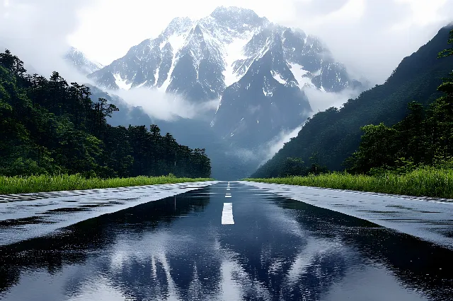 Mountainous landforms, Mountain, Road, Road surface, Natural landscape, Mountain range, Highland, Hill, Asphalt, Hill station, Valley, Ridge, Glacial landform, Alps, Highway, Slope, Mountain pass, Tar, Summit, Fell