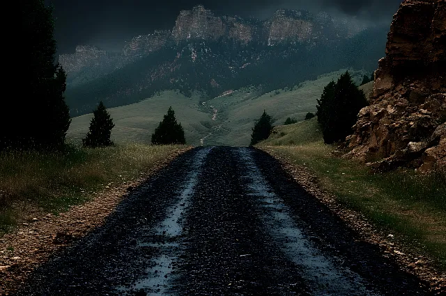 Mountainous landforms, Nature, Road, Hill, Mountain, Highland, Ecoregion, Valley, Wilderness, Terrain, Thoroughfare, Mountain range, Trail, Mountain pass, Fell, Ridge, Slope, Hill station, Evening, Dirt road