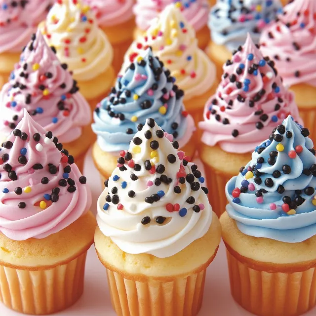 Food, Cupcake, Cake Decorating Supply, Dessert, Cake decorating, Ingredient, Baking Cup, Buttercream, Cream, Finger food, Baking, Nonpareils, Sprinkles, Dairy product, Icing, Chantilly cream, Recipe, Cake, Sugar cake, Meringue