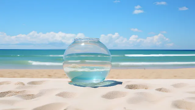 Water, Sky, Cloud, Liquid, Drinkware, Blue, Table, Fluid, Beach, Shade, Coastal and oceanic landforms, Aqua, Horizon, Tableware, Landscape, Chair, Leisure, Drink, Drinking water, Tree