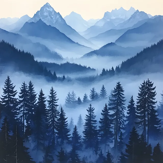 Mountain, Mountainous landforms, Hill, Forest, atmospheric phenomenon, Natural landscape, Mountain range, Spruce-fir forests, Wilderness, Highland, Hill station, Cloud, Ridge, Larch, Mist, Winter, Alps, Valley, Fog, Tropical and subtropical coniferous forests