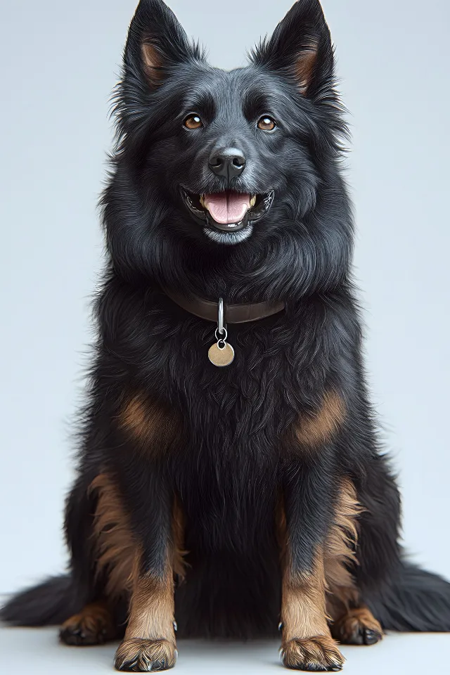 Dog, Carnivores, Vertebrate, Snout, Black, Canidae, Herding dog, Working animal, Collar, Fur, Dog collar, Schipperke, Rare dog breed, Guard dog, Whiskers, Bohemian shepherd, Shiloh Shepherd dog, King Shepherd, Paw, Ancient dog breeds