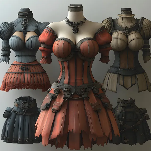 Animation, Costume design, CG artwork, Armour, Graphics, One-piece garment, Fashion illustration, 3D modeling, Fictional character