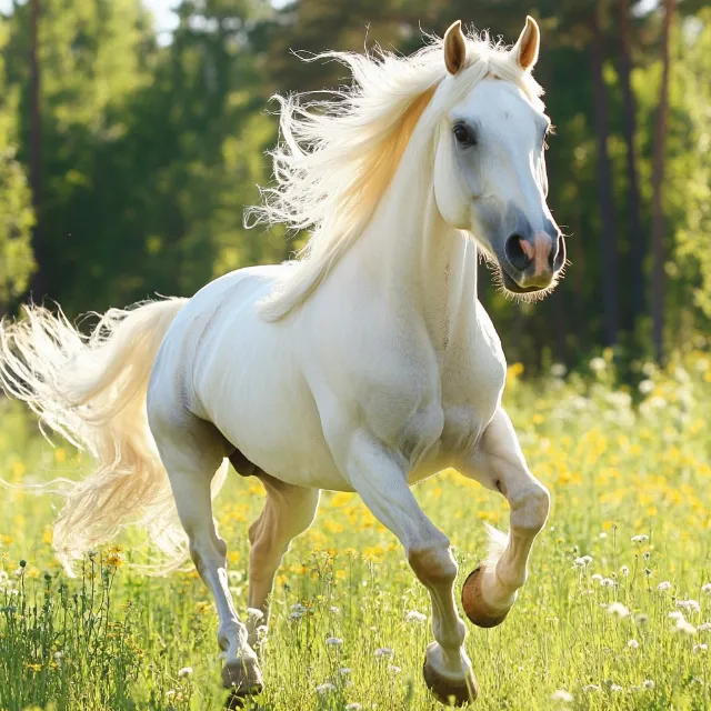 Horse, White, Vertebrate, Working animal, Mustang, Stallion, Snout, Livestock, Mane, Terrestrial animal, Pasture, Pony, Meadow, Mare, Wildlife, Pack animal, Tail