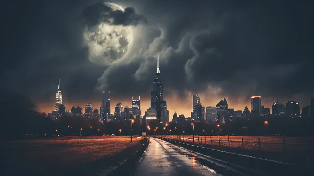 Cloud, Sky, Atmosphere, Building, World, Dusk, Architecture, Cityscape, Tower block, Horizon, City, Metropolis, Midnight, Metropolitan area, Landmark, Electricity, Cumulus, Skyscraper, Human settlement, Darkness