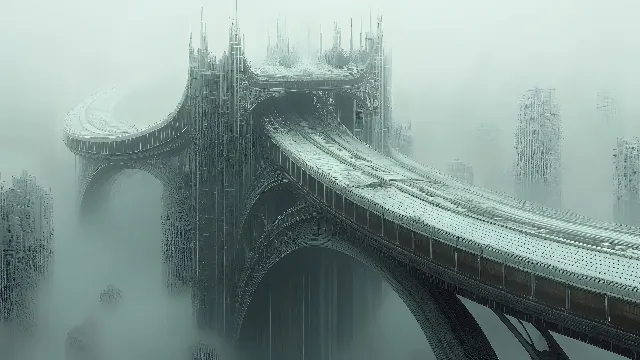 Bridge, atmospheric phenomenon, Fog, Mist, Arch bridge, Arch, Haze, Concrete bridge, List of nonbuilding structure types, Bridge–tunnel, Tower, Overpass, Beam bridge, Viaduct, Girder bridge, Cityscape