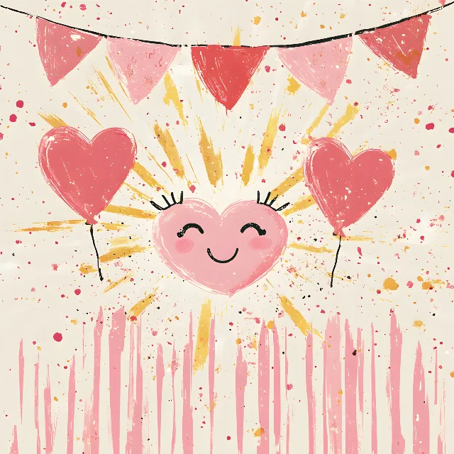 Heart, Pink, Love, Orange, Visual arts, Valentine's Day, Child art, Happiness, Illustration, Creative arts, Graphics, Paint, Design, Watercolor painting, Heart