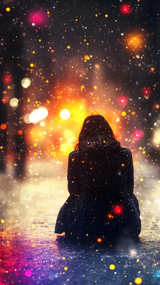 Orange, People in nature, Winter, Precipitation, Night, Star, Lens flare, Backlighting, Heat