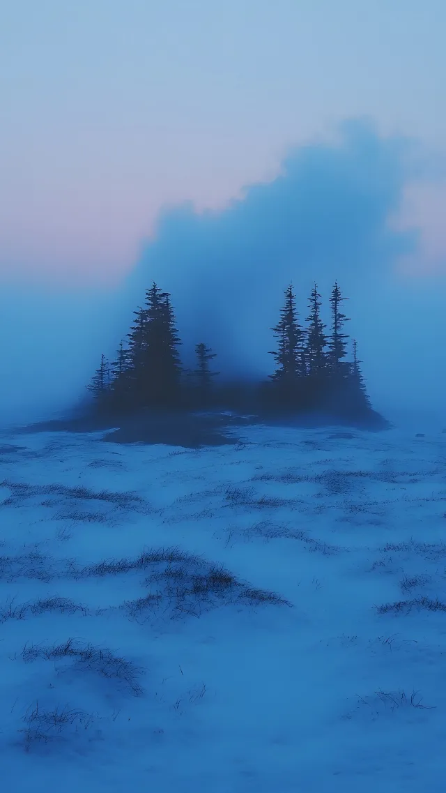 atmospheric phenomenon, Winter, Larch, Spruce-fir forests, Fog, Freezing, Mist, Conifers, Evening, Pine family, Fir, Evergreen, Pine, Cupressaceae, Tropical and subtropical coniferous forests, Black spruce, Snow, Haze