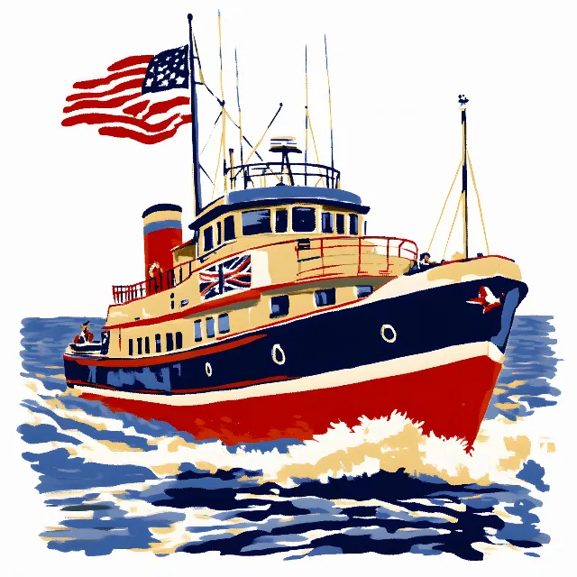 Boat, Watercraft, Ship, Naval architecture, Clip art, Water transportation, Flag of the United States, Steamboat, Graphic design