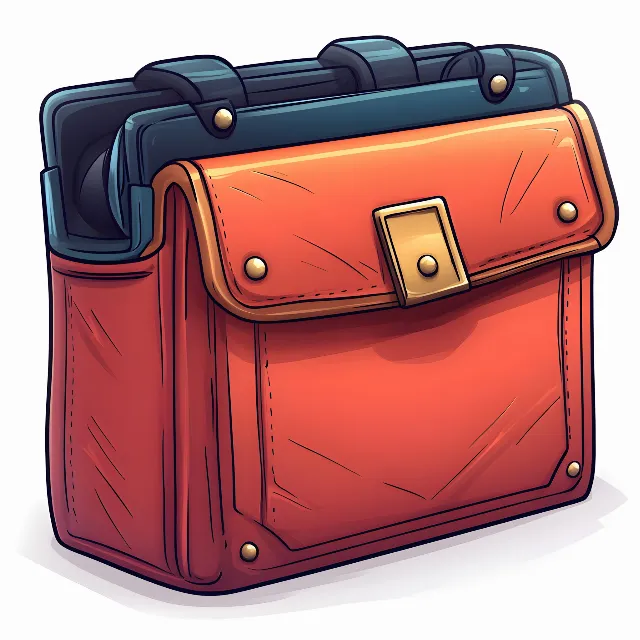 Baggage, Hand luggage, Bag, Mail bag, Briefcase, Leather, Strap, Clip art