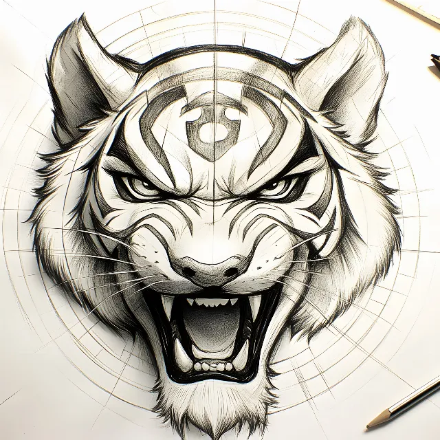 Tiger, Felidae, Panthera, Line art, Bengal tiger, Siberian Tiger, Drawing, Roar, Symbol, Design, Sketch, Temporary tattoo, Graphics