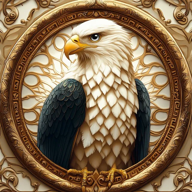 Bird, Accipitridae, Beak, Bird of prey, Vertebrate, Wing, Eagle, Accipitriformes, Bald eagle, Falconiformes, Falcon, Wildlife, Feather, Golden eagle, Sea eagle, Buzzard, Symbol, Hawk, Picture frame, Bronze