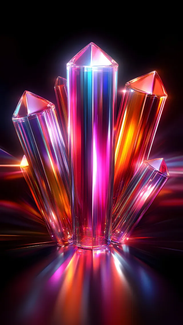 Red, Pink, Silver, Crystal, Night, Neon