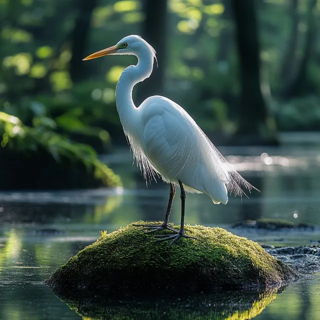 Water, Bird, Beak, Green, Nature, Botany, Natural landscape, Natural environment, Neck, Body of water, Vegetation, Organism, Feather, Lake, Adaptation, Wing, Terrestrial plant, Ciconiiformes, Freshwater marsh, Seabird