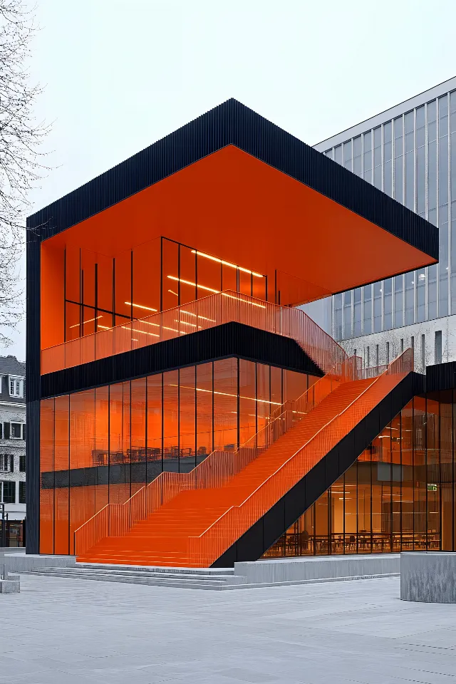 Architecture, Orange, Composite material, Commercial building, Engineering, Shade, Headquarters, Daylighting