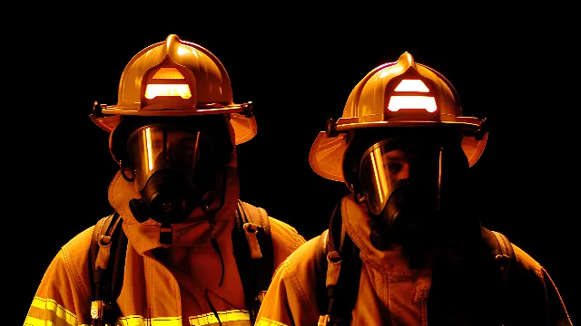 Helmet, Hard hat, Workwear, Headgear, Fire department, Firefighter, Red, Personal protective equipment, Service, High-visibility clothing, Blue-collar worker, Event, Emergency service, Fire, Rescuer, Job, Fashion accessory