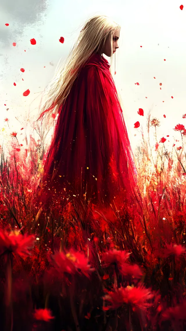 Red, Fictional character, CG artwork, Long hair, Costume, Wind, Animation, Red hair