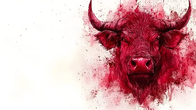 Red, Horn, Bull, Bovinae, Snout, Working animal, Ox, Livestock, Bison, Domestic yak, Graphics, Graphic design