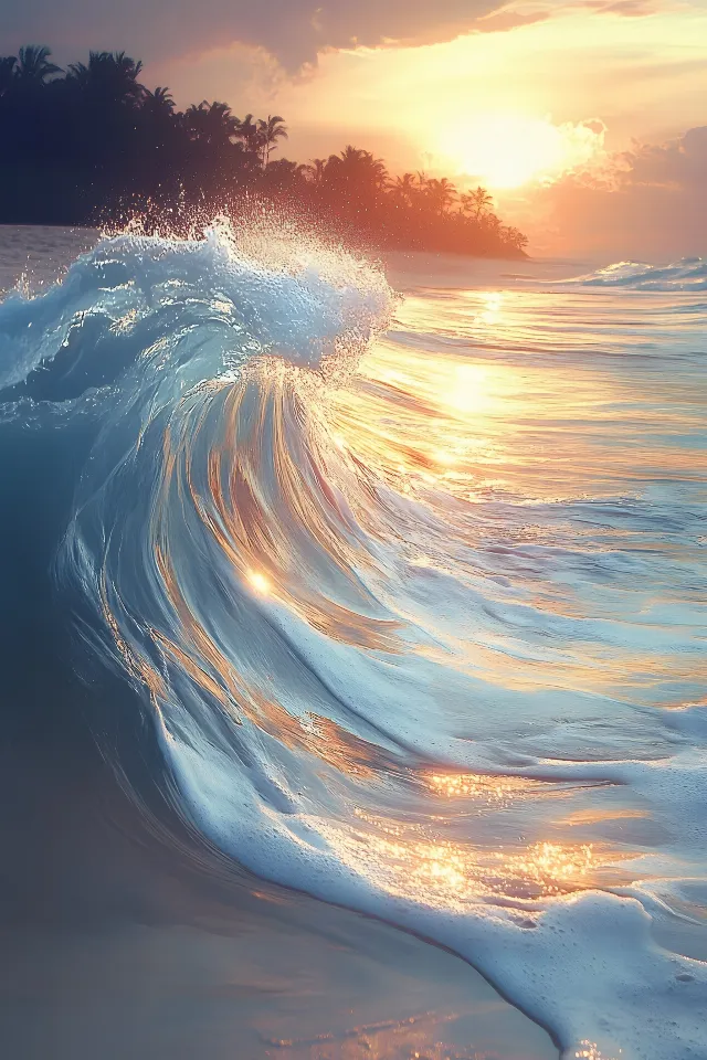 Wave, Fluid, Sea, Wind wave, Liquid, Ocean, Orange, Sunlight, Sunrise, Morning, Sunset, Wind, Evening, Dusk, Beach, Tropics, Afterglow, Dawn, Red sky at morning