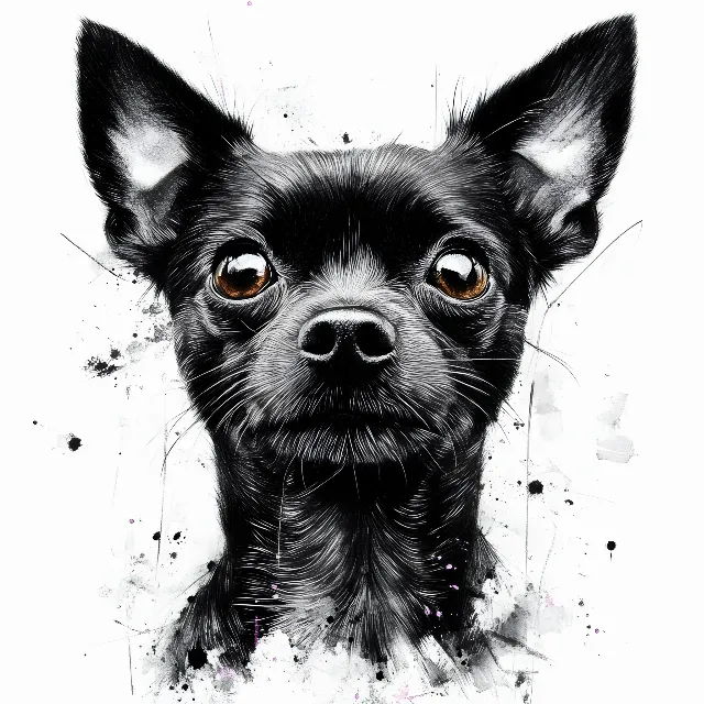 Dog, Black, Snout, Carnivores, Black and white, Toy dog, Chihuahua, Canidae, Puppy, Sketch, Corgi-Chihuahua