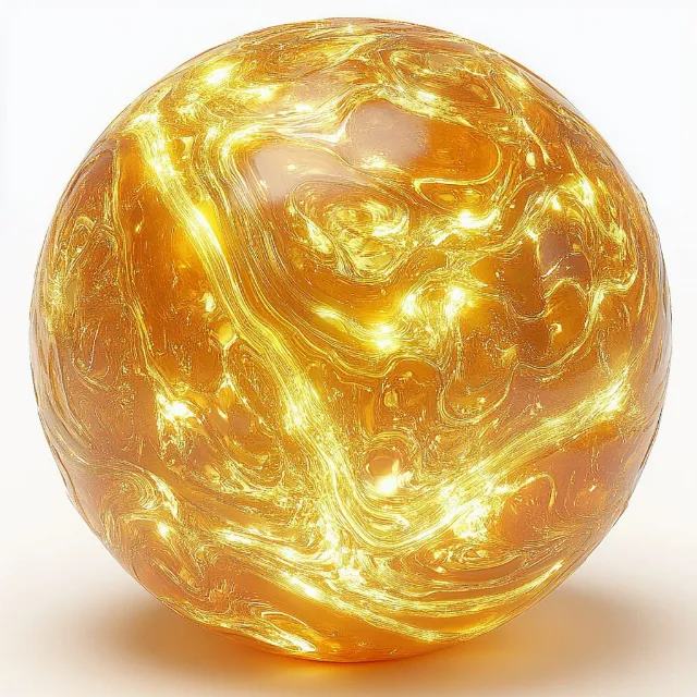 Amber, Gold, Astronomical object, Metal, Ball, Fashion accessory, Symmetry, Circle, Art, Interior design, Font, Event, Sphere, Planet, Macro photography, Peach, Oval, Brass, Paperweight, Gold