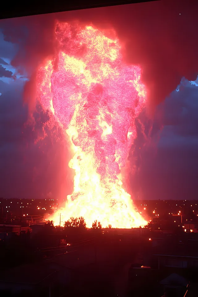 geological phenomenon, Heat, Fire, Explosion, Pollution, Flame, Smoke, Night