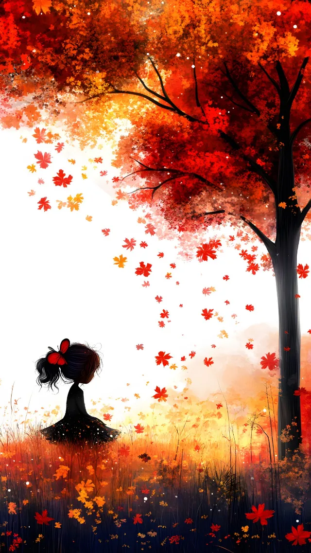 Red, Orange, Autumn, Red hair, Animation, Graphics, CG artwork