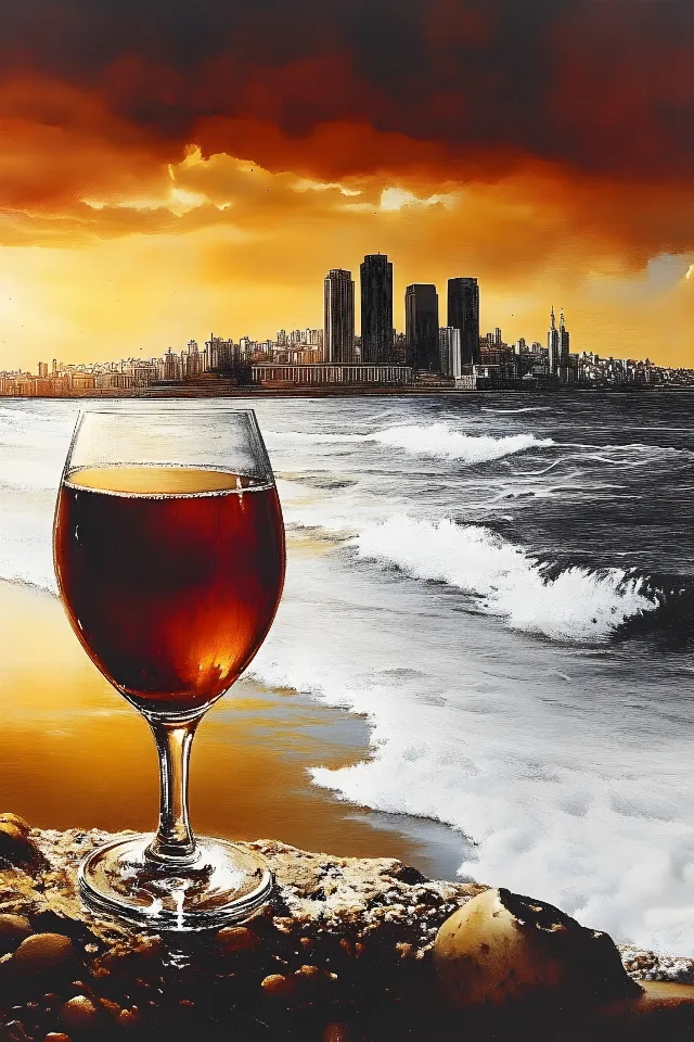 Alcoholic drink, Fluid, Drinkware, Tableware, Liquor, Liquid, Stemware, Cocktail, Alcohol, Champagne glass, Sea, Sunset, Ocean, Reflection, Wine, Sunrise, Wine glass, Barware, Dessert wine, Evening