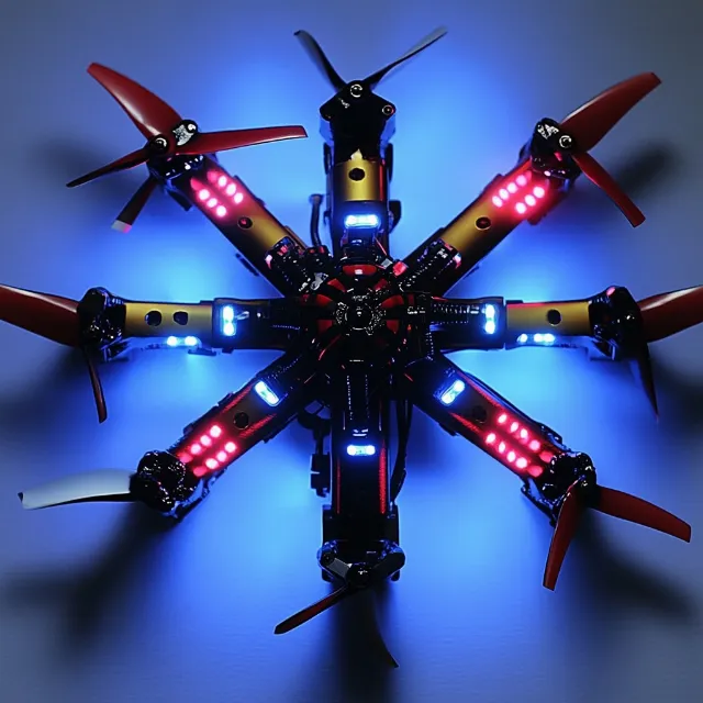 Technology, Machine, Unmanned aerial vehicle, Propeller, Radio-controlled toy, Propeller, Electrical cable, Wire, Toy