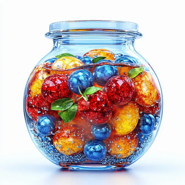 Produce, Ingredient, Fruit, Food, Glass, Food storage containers, Mason jar, Lid, Natural foods, Berry, Candy, Superfood