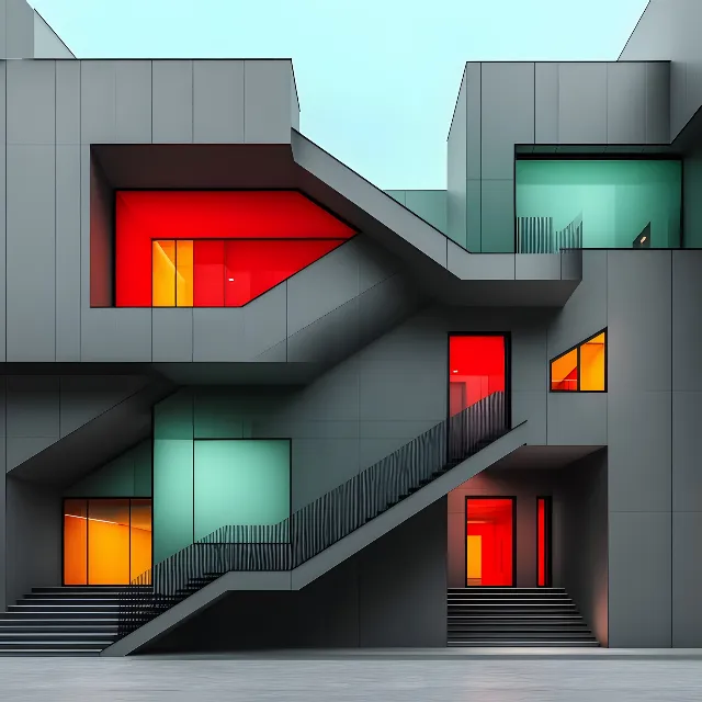 Red, Architecture, Composite material, Design, Animation, Graphics, Stairs