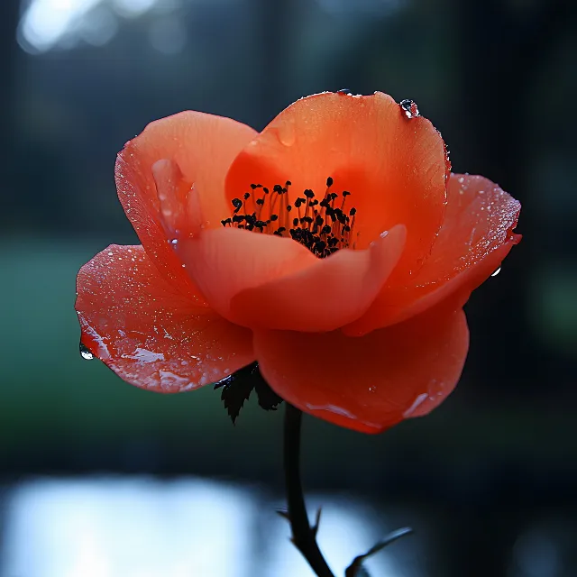 Flower, Petal, Red, Orange, Close-up, Pink, Flowering plant, Macro photography, Rose family, Moisture, Blossom, Pollen, Dew, Rose, Pedicel, Wildflower, Poppies, Geraniums