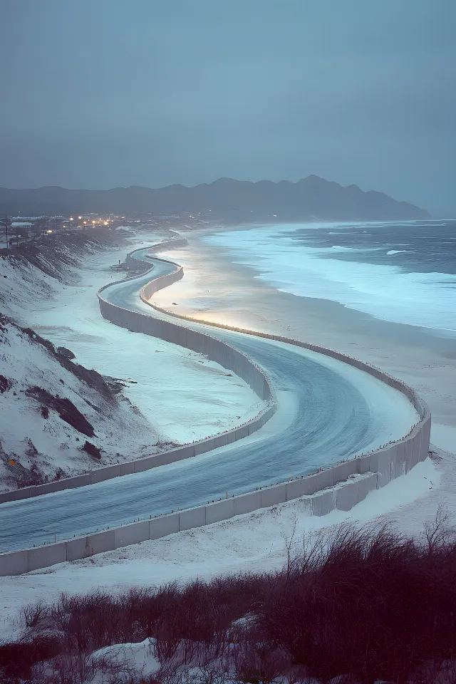 Road, Horizon, Coast, Highway, Coastal and oceanic landforms, Sea, Controlled-access highway, Slope, Ocean, Shore, Winter, Mountain pass, Bay, Tar, Headland, Road trip, Beach, Wind, Shoal, Stock photography