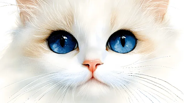 Cat, Blue, Felidae, Felinae, White, Whiskers, Vertebrate, Facial expression, Iris, Snout, Carnivores, Fur, Ojos Azules, Kitten, Ragdoll, Persian cat