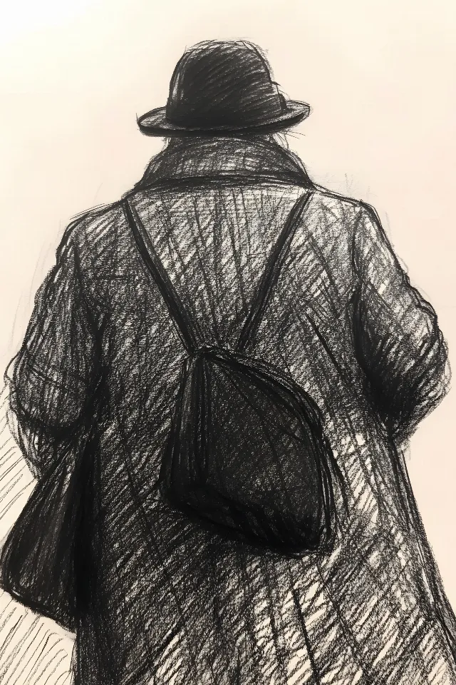 Hat, Headgear, Drawing, Black and white, Illustration, Fashion illustration, Fedora, Sketch, Sun hat, Overcoat