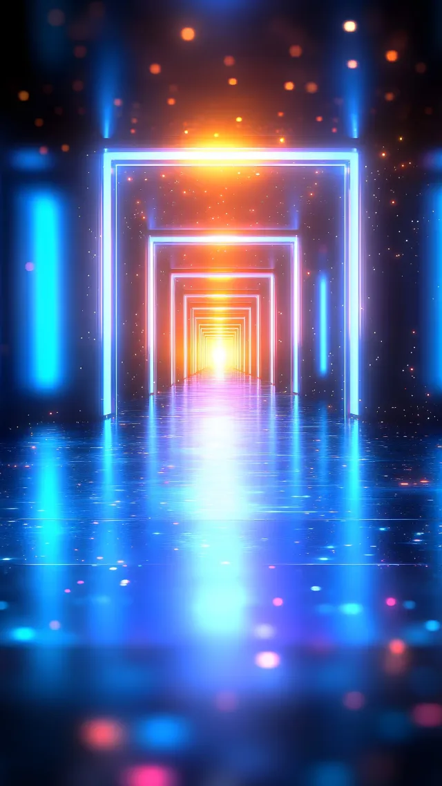 Blue, Red, Lighting, Technology, Purple, Lens flare, Neon, Symmetry, Night, Graphics, Graphic design, Visual Effect Lighting