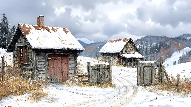 Snow, Winter, Wood, House, Cottage, Roof, Hut, Home, Freezing, Human settlement, Shed, Log cabin, Village, Slope, Sugar shack, Shack, Frost, Ice, Precipitation, Larch