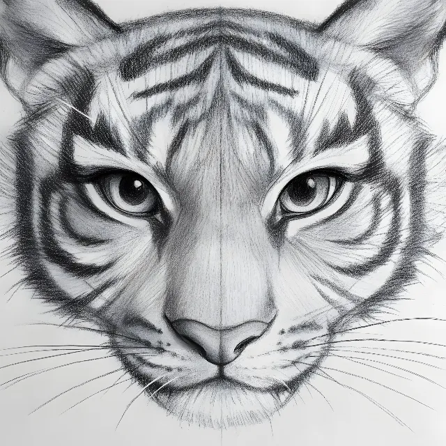 White, Felidae, Tiger, Drawing, Snout, Line art, Whiskers, Panthera, Siberian Tiger, Terrestrial animal, Bengal tiger, Sketch, Graphics