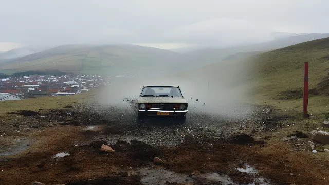 Car, Vehicle, Land vehicle, Cloud, Mountain, Tire, Sky, Natural environment, Automotive tire, Atmospheric phenomenon, Fog, Landscape, Road, Automotive design, Wheel, Motorsport, Plain, Mountainous landforms, Geological phenomenon, Racing