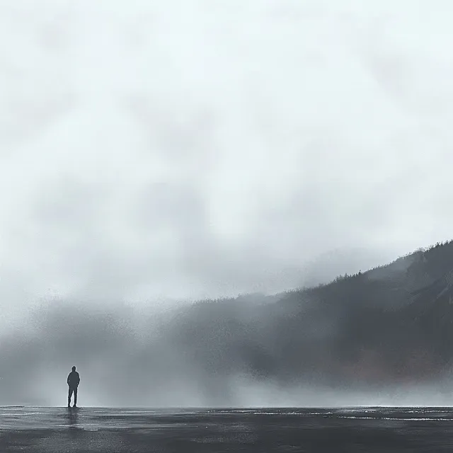 atmospheric phenomenon, Fog, Monochrome photography, Mist, Black and white, Monochrome, Grey, Haze, Wind, Walking, Winter, Lake District, Loch, Evening