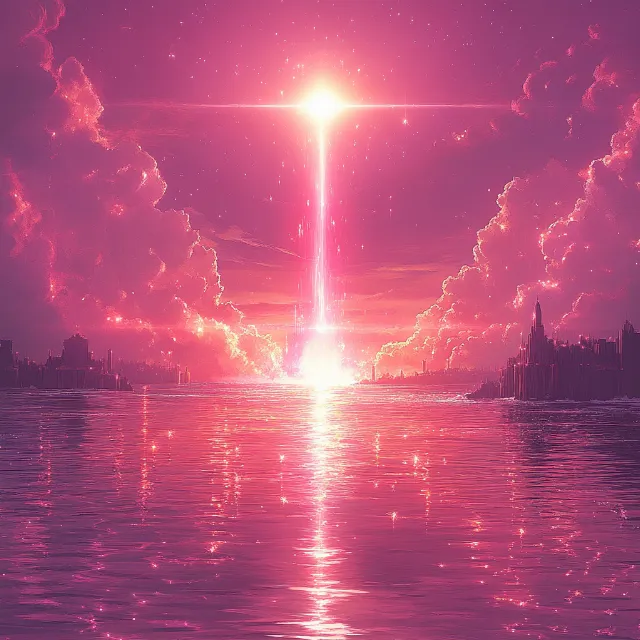 Astronomical object, atmospheric phenomenon, Pink, Sunrise, Dusk, Afterglow, Red sky at morning, Star, Meteorological phenomenon, Sun, Lens flare, Sunset, Night, Evening, Dawn, Reflection, Graphics, Universe, Celestial event, Wallpaper