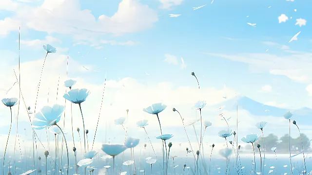 Cloud, Sky, Atmosphere, Daytime, Plant, Azure, Natural landscape, Water, People in nature, Atmospheric phenomenon, Flower, Grass, Petal, Cumulus, Grassland, Wind, Art, Meadow, Landscape, Grass family