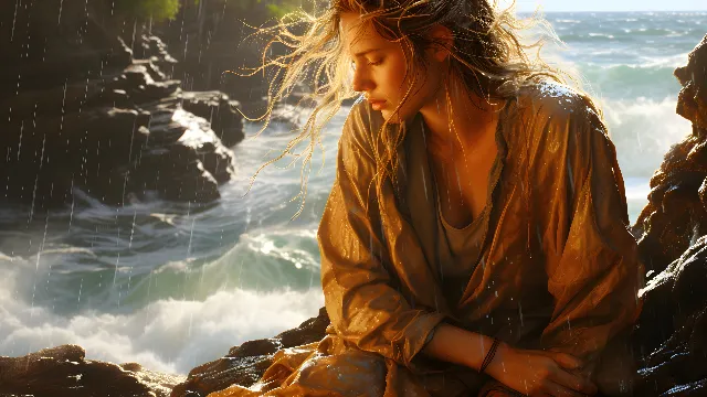 Hair, Water, People in nature, Light, Nature, Flash photography, Happy, Sunlight, Wood, Morning, Grass, Beauty, Lake, Long hair, Leisure, Landscape, Fun, Blond, Brown hair, Coast