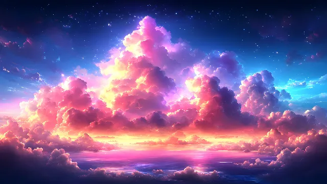 Blue, Cloud, Pink, Meteorological phenomenon, Cumulus, atmospheric phenomenon, Dusk, Afterglow, Purple, Sunrise, Evening, Sunset, Universe, Red sky at morning, Dawn, Astronomical object, Graphics, Wind