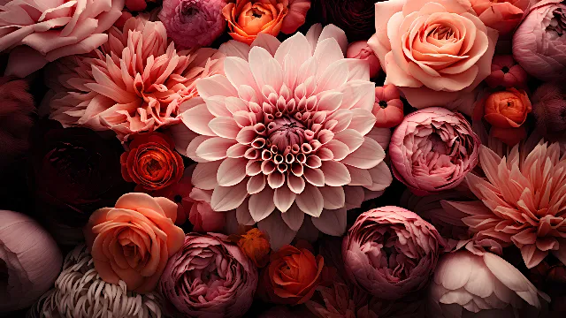 Flower, Photograph, Petal, Light, Botany, Orange, Pink, Creative arts, Red, Flower Arranging, Artificial flower, Flowering plant, Art, Bouquet, Tints and shades, Floristry, Beauty, Symmetry, Cut flowers, Pattern