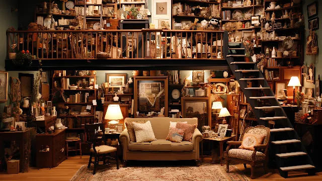 Brown, Furniture, Bookcase, Shelf, Shelving, Interior design, Picture frame, Wood, Chair, Book, Retail, Building, Publication, Couch, Lamp, Table, Living room, Room, Design, Coffee table