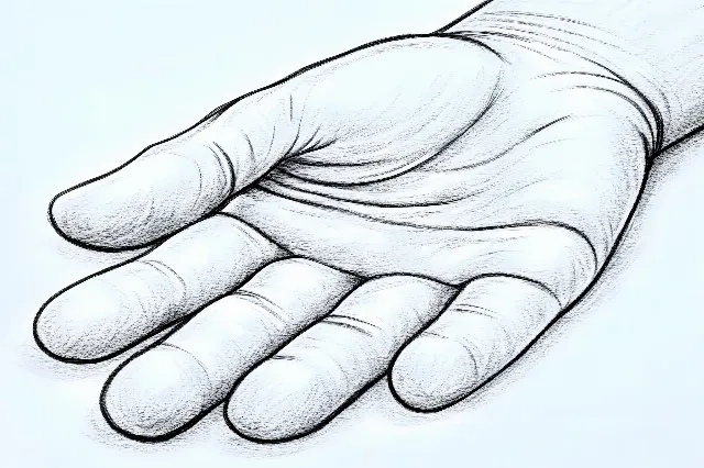 White, Finger, Drawing, Wrist, Line art, Sketch, Thumb, Gesture